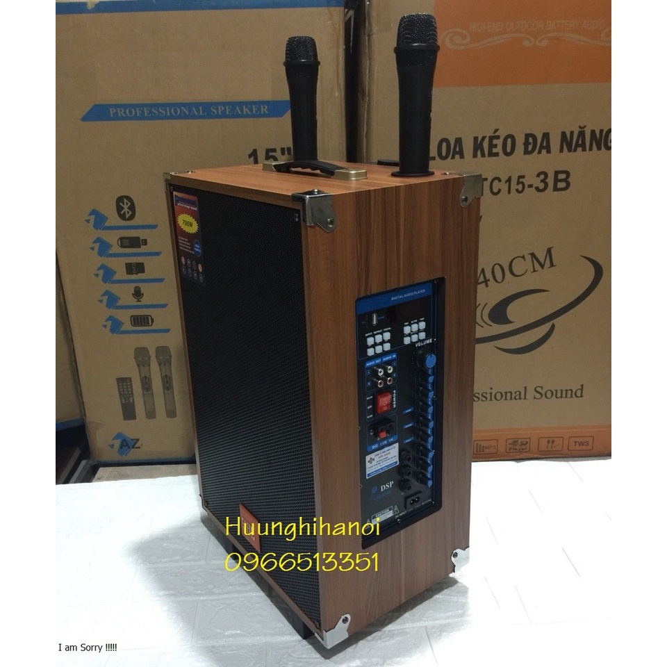 Loa kẹo kéo karaoke 700W bass 3 tấc thùng gỗ, tặng kèm 2 micro không dây hát hay, bền giá rẻ