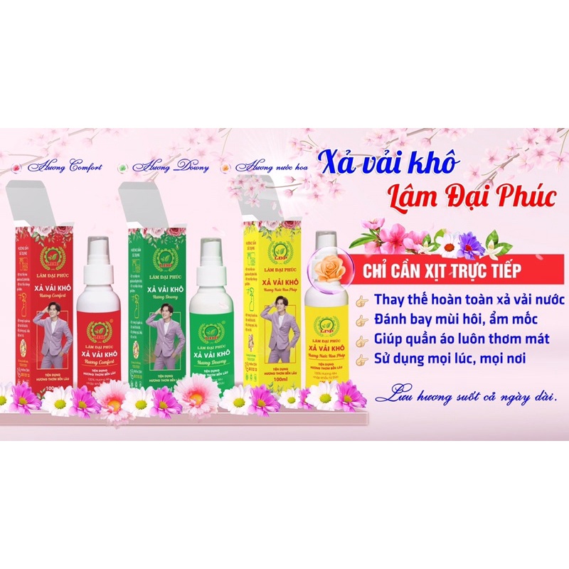 combo 5 chai xả vải khô, xịt thơm quần áo Lâm Đại Phúc, hương thơm