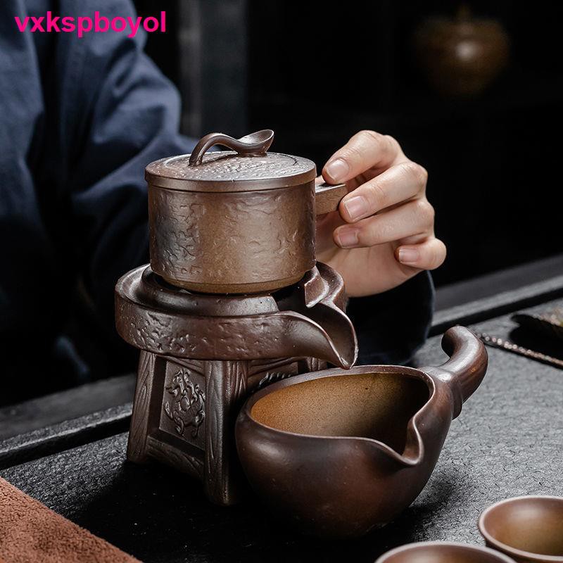 đồ ăn【khuyến mại lớn 51】 Ưu đãi đặc biệt lười pha trà tự động đặt đá mài và xoay Bộ Kung Fu bằng gốm sứ sáng tạo