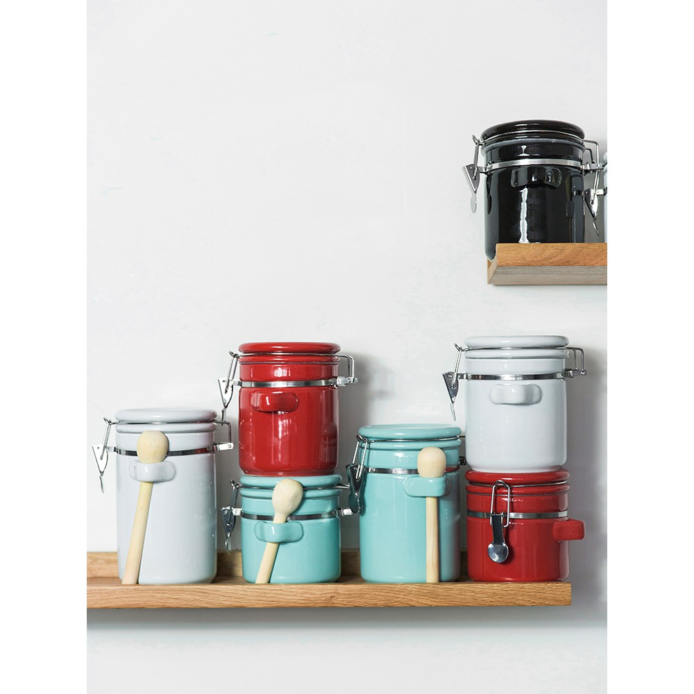 Bộ hũ sứ lưu trữ thực phẩm khô (kèm thìa gỗ)