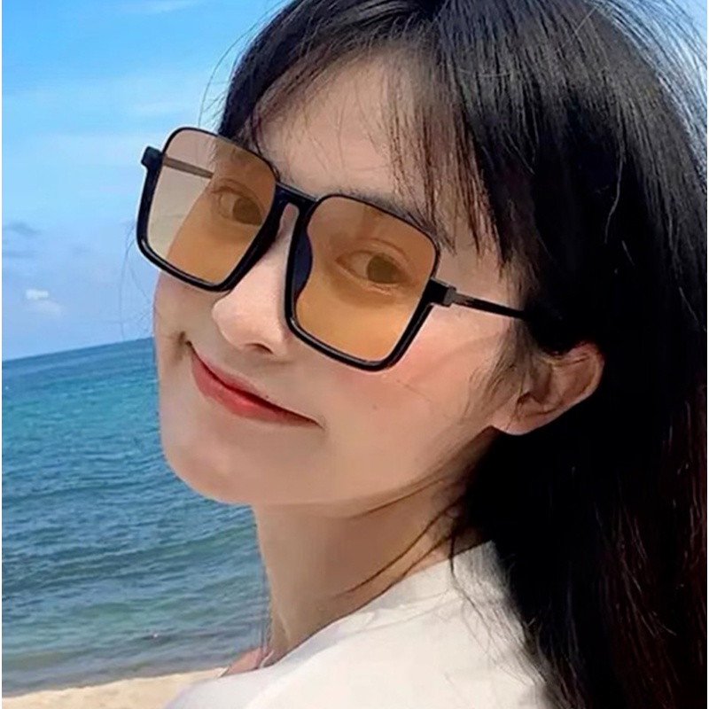 Kính mát gọng vuông kim loại phong cách Hàn Quốc phong cách cổ điển cho nữ