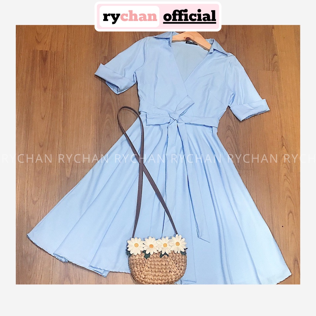 [ẢNH THẬT CUỐI] Đầm Xòe Công Sở Đắp Chéo Buộc Eo - DX538