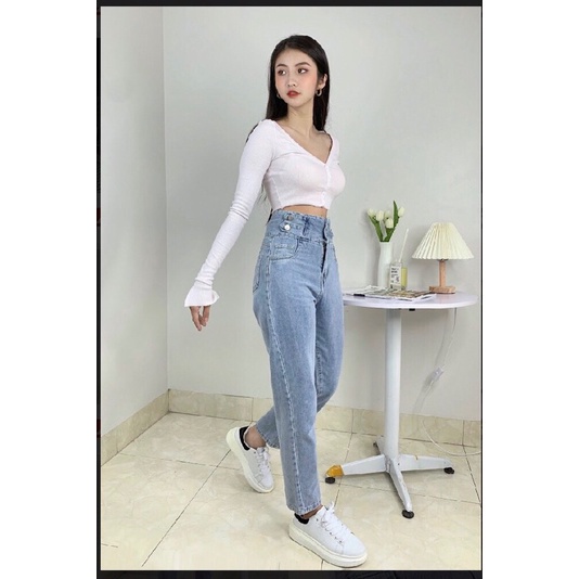Quần bò baggy nữ quần jean baggy nữ quần jeans nữ cạp cao 3 size S M L hot 2022 SKShop22 | BigBuy360 - bigbuy360.vn
