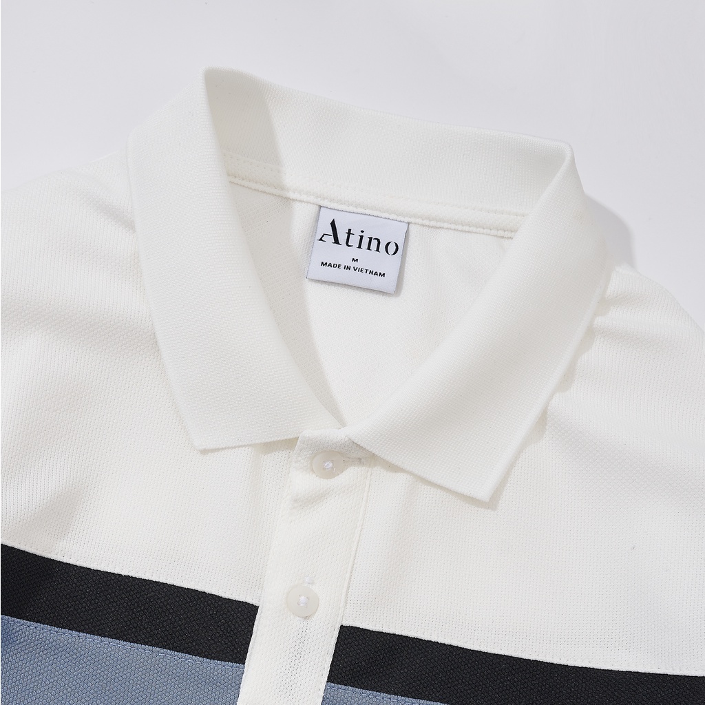 Áo Polo Nam phối ngang HORI ATINO vải cá sấu Cotton cao cấp sang trọng lịch lãm chuẩn form PL2.3049
