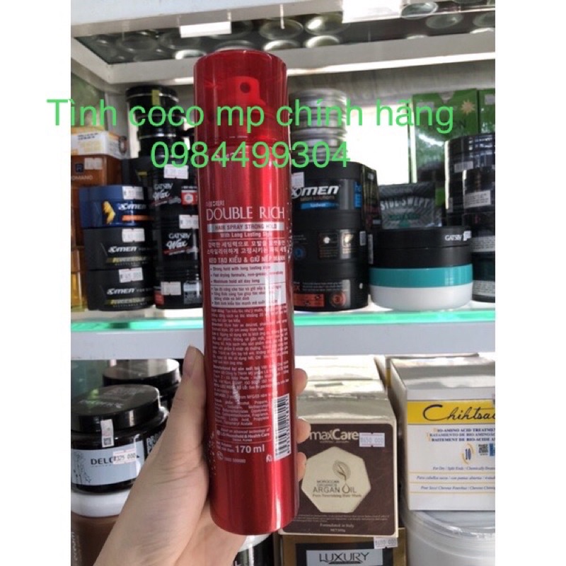GÔM XỊT TẠO KIỂU DOUBLE RICH HAIR SPRAY,giữ nếp tự nhiên, bồng bềnh 170ml