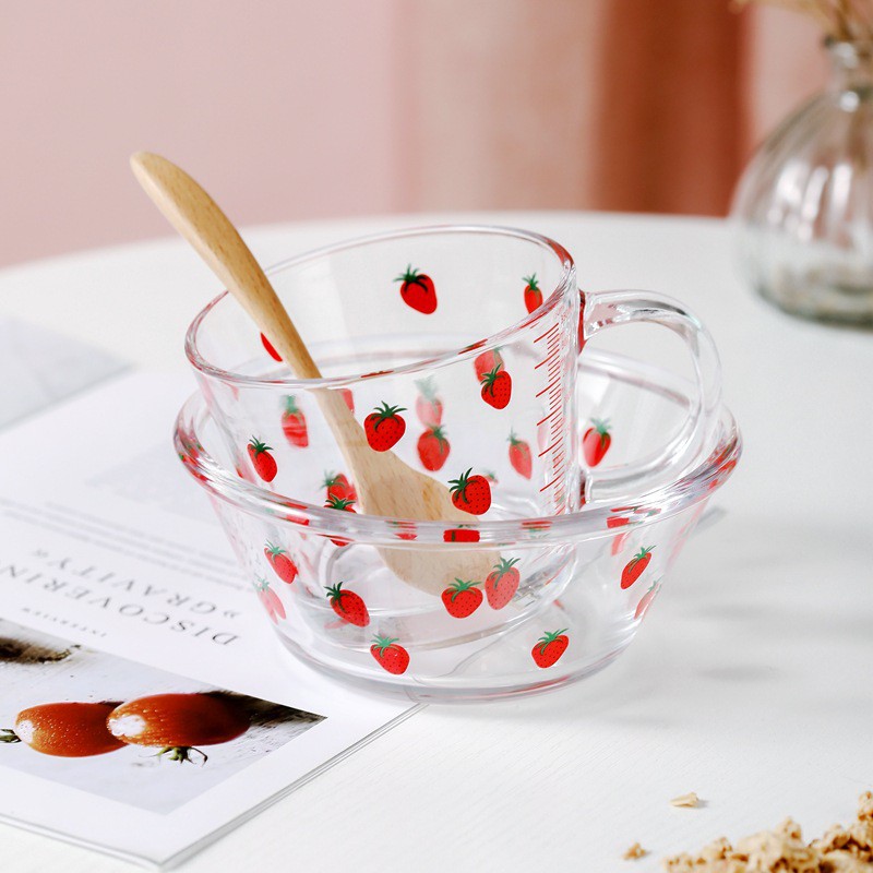 Set Cốc, Bát Thủy Tinh Hình Dâu Tây