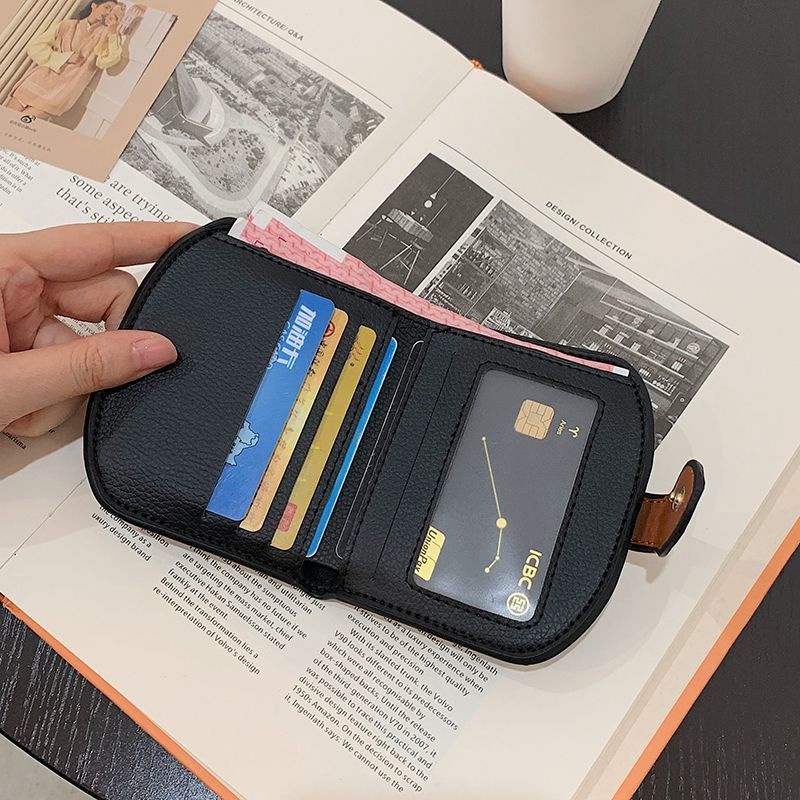 Ví ngắn dùng đựng thẻ in họa tiết phong cách retro