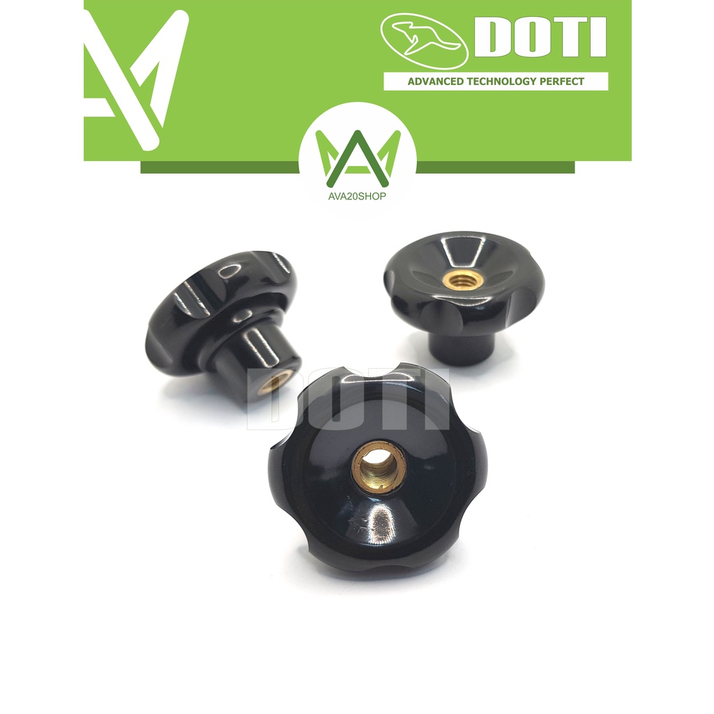 NÚM vặn nhựa DOTI 6 cánh phi 50mm răng thông M8 và M10