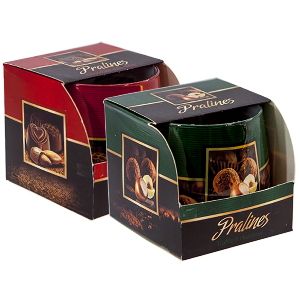 Combo 2 ly nến thơm tinh dầu Bartek Pralines 100g - sôcôla hạnh nhân, thơm phòng, khử mùi, không khói
