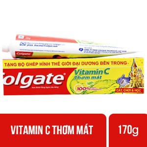 Kem đánh răng Colgate 225g Siêu Chắc Khỏe- Tặng bàn chải Lông tơ Cao Cấp