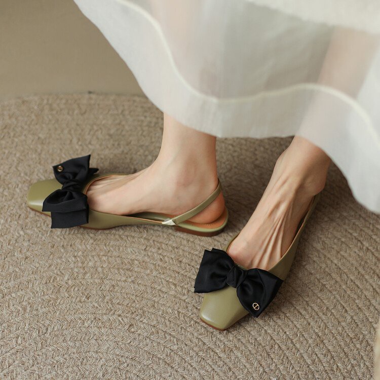 Giày Sandal Mũi Vuông Thắt Nơ Phong Cách Mới Hợp Thời Trang