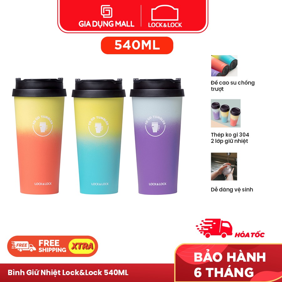 Ly Giữ Nhiệt Bằng Thép Không Gỉ Lock&Lock Clip Tumbler 540ml LHC4151 kèm ống hút - giadungmall