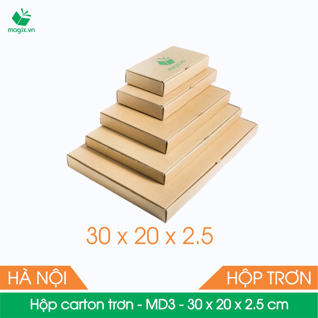 MD3 - 30x20x2.5 cm - 100 Thùng hộp carton trơn đóng hàng