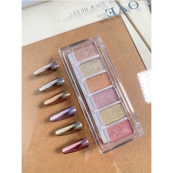 Set tráng gương nén tone pink gold