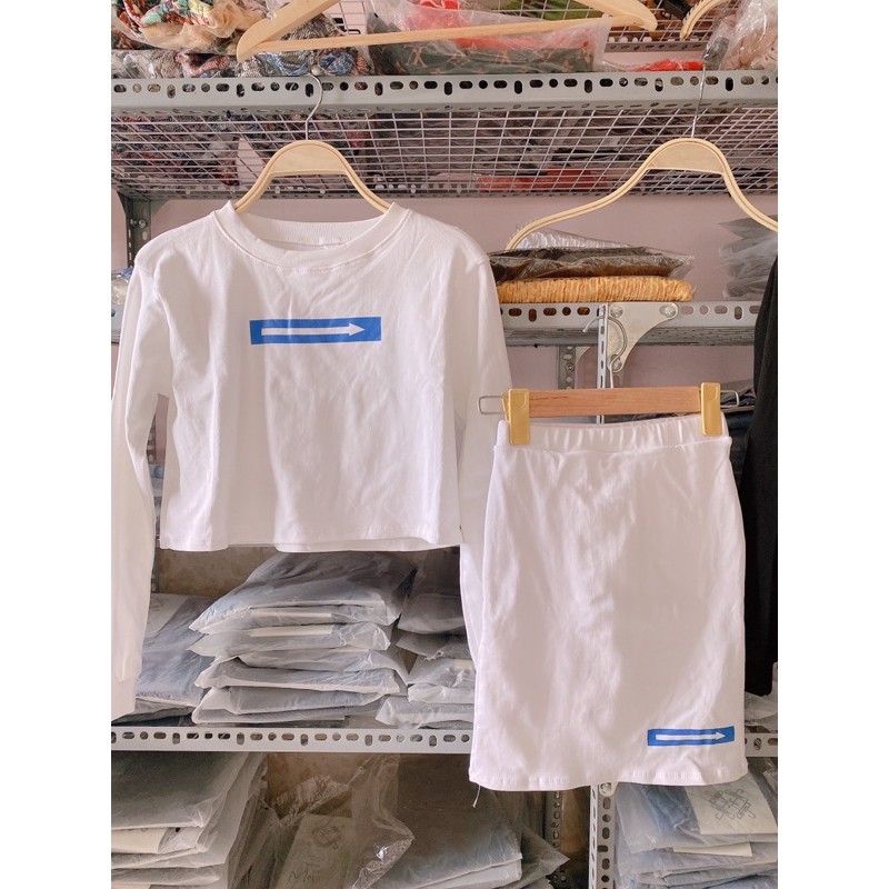 set áo tay dài kèm chân váy