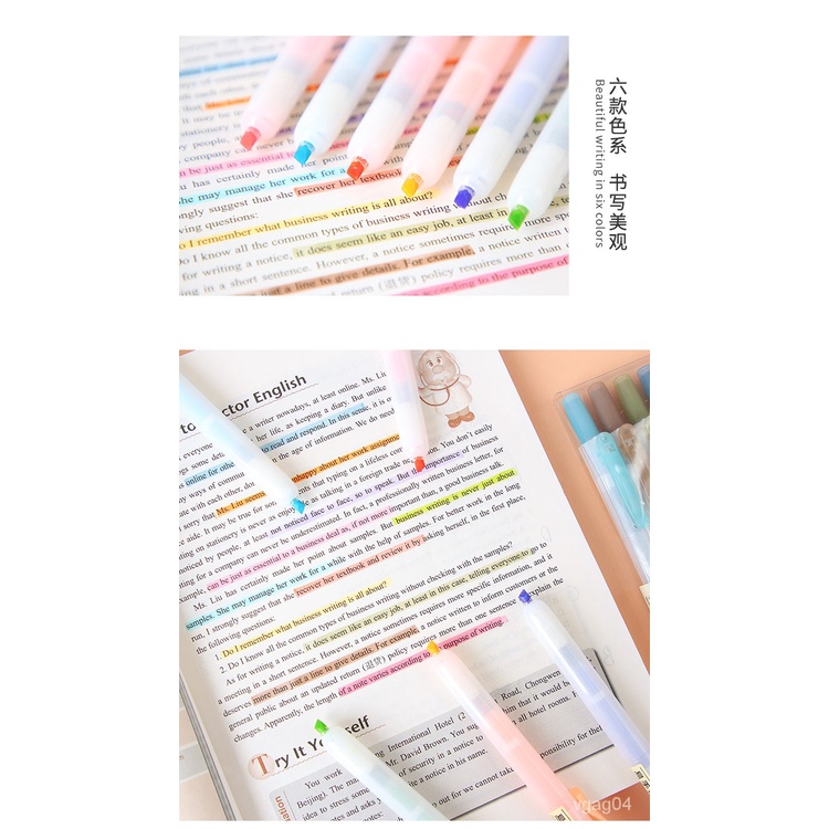 Point Stone Color Highlighter Light Color Student Marker Mark Press Stroke Key Simple Fresh Journal Pen