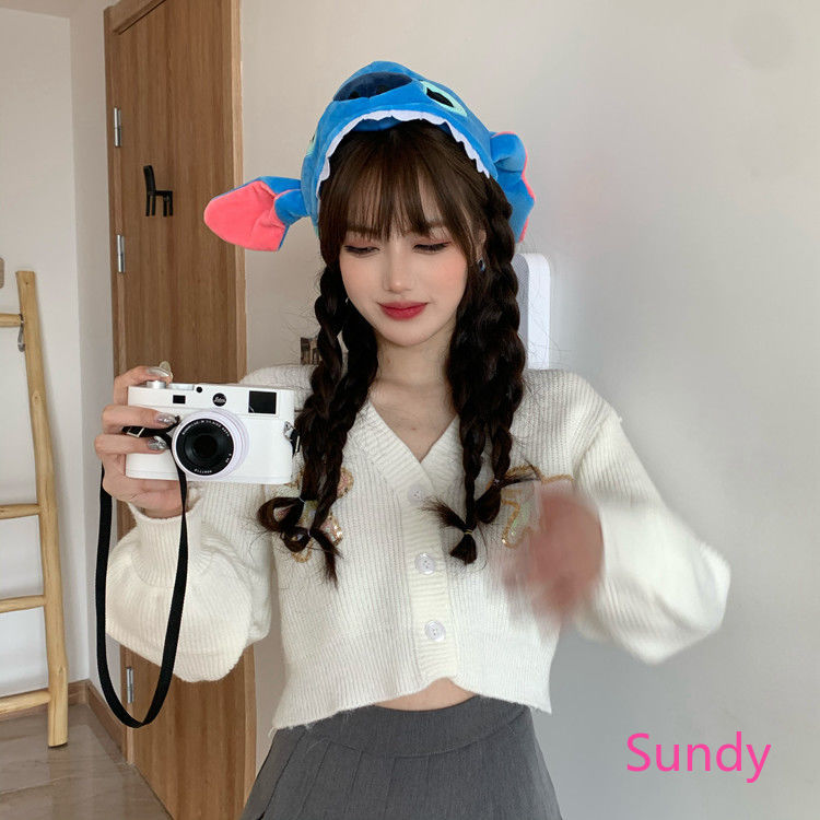 Áo Khoác Cardigan Dệt Kim Tay Dài Màu Tím hợp Thời Trang