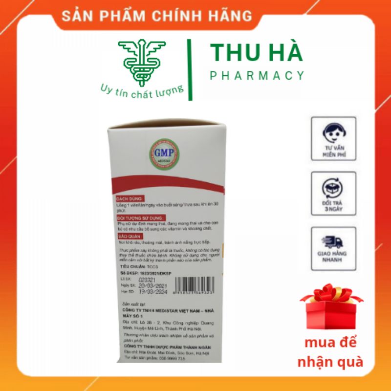 Mama vital bổ sung vitamin tổng hợp tăng cường sức khỏe cho bà bầu hộp 30viên
