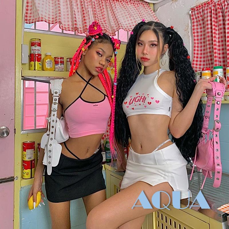 Chân Váy Chữ A Mini Y2K Màu Trơn Xẻ Tà Thời Trang Mùa Hè Cho Nữ