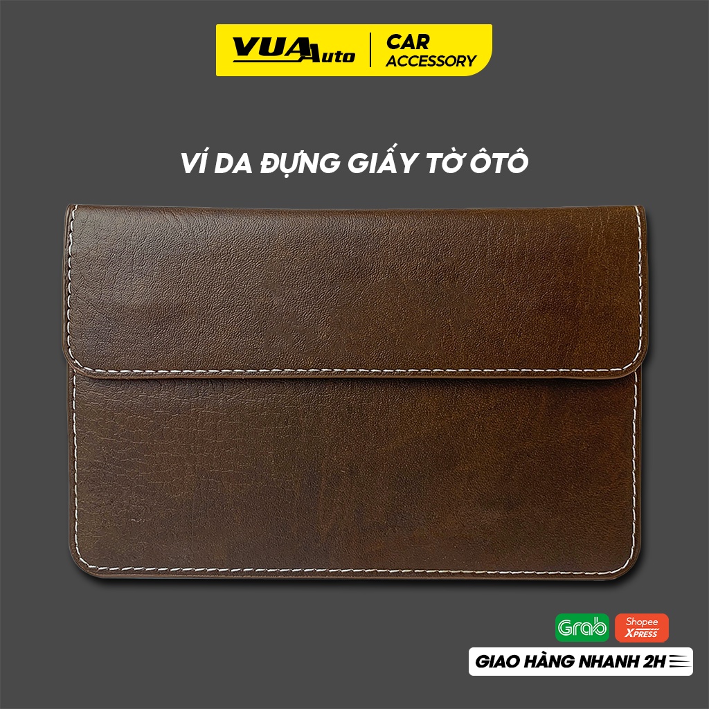 Ví da đựng giấy tờ ô tô VuaAuto chuyên đựng đăng kiểm xe bảo hiểm đăng kí ô tô chất liệu da sang trọng 3 ngăn tiện lợi
