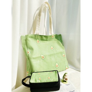 [Hình chụp thật] Túi Tote Túi Vải Leo Canvas Bơ Mini