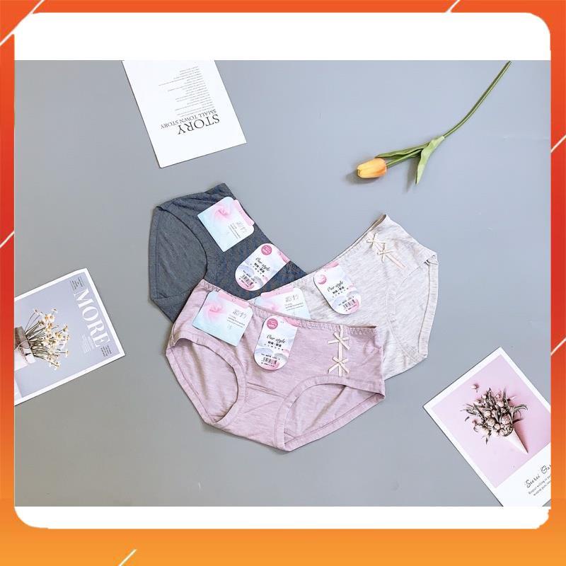 Quần lót nữ chất liệu cotton đũi cao cấp kháng khuẩn thấm hút mồ hôi mix 2 nơ lệch Q2619