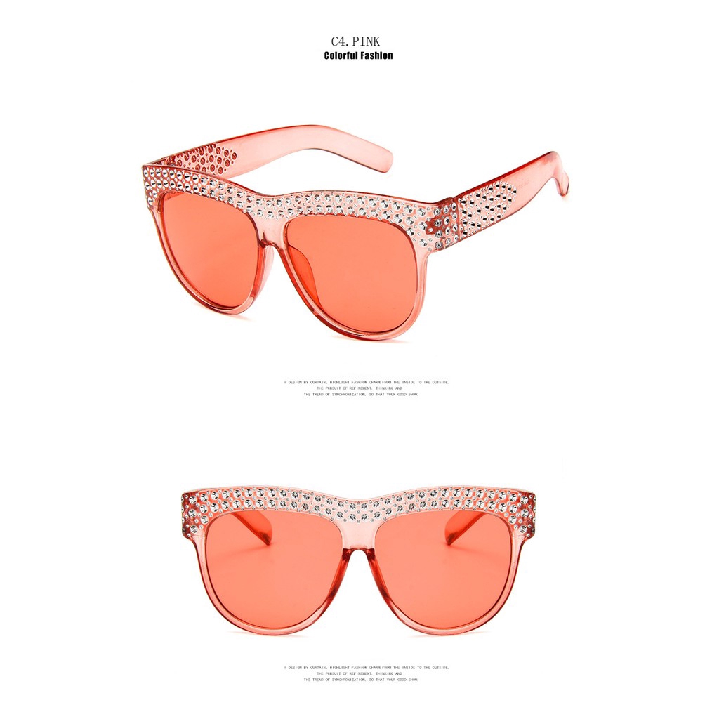 Kính mát gọng vuông đính kim cương thời trang cho nữ Samjune