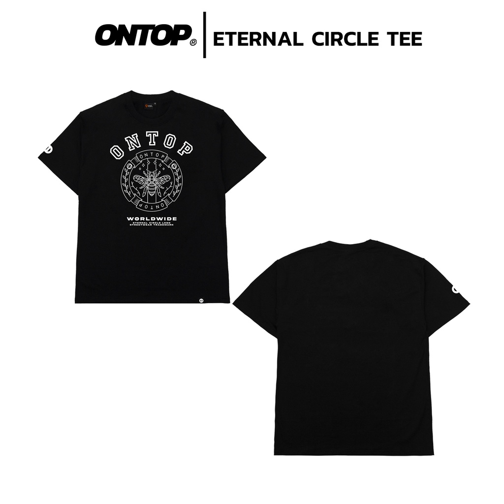 Áo thun tay lỡ form rộng nam nữ màu đen local brand ONTOP - Eternal Circle O14-T1