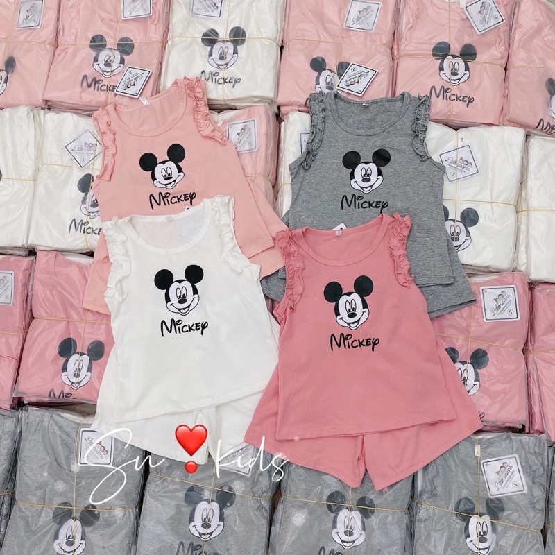 ❣️❣️{ Cưng xỉu - bộ bé gái yêu} ❣️❣️Bộ ba lỗ bé gái Mickey cotton cực sịn sò đi học đi chơi cực mát mẻ.