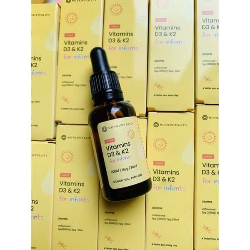 Vitamin D3 K2 nhỏ giọt Nutrivitality cho bé 0m+ 30ml