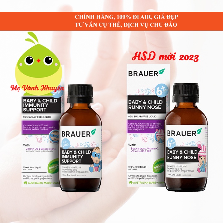 Tăng đề kháng/giảm sổ mũi cho trẻ Brauer Baby &amp; Child Immunity/Runny Nose, Úc (100ml)