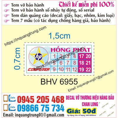 In tem bảo hành tại Bà Rịa – Vũng Tàu