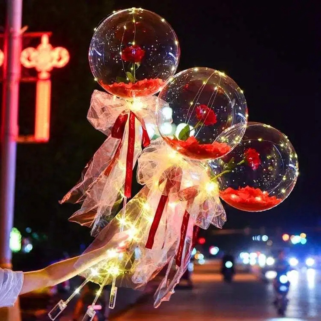 BOBO 1 Bộ Bong Bóng Trong Suốt Hình Hoa Hồng Diy