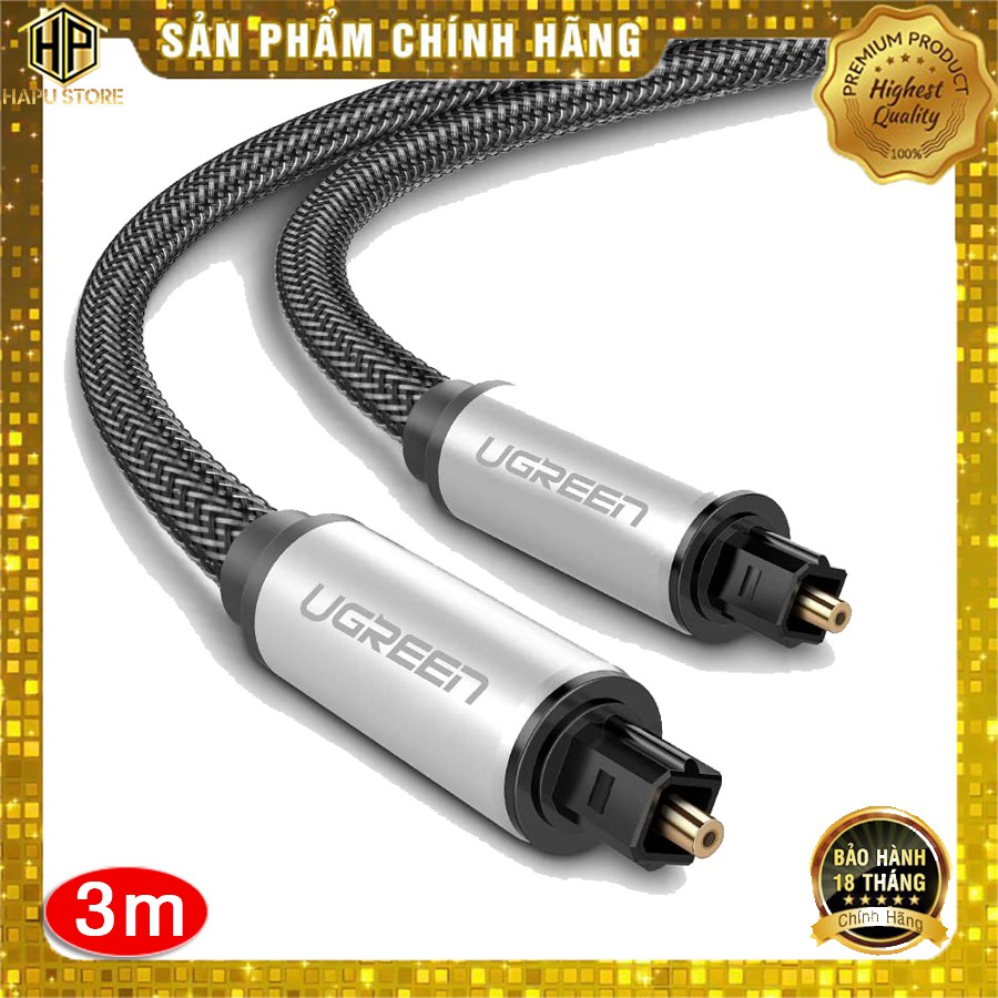 Cáp audio quang (Toslink, Optical) Ugreen 10541 dài 3m vỏ nhôm chính hãng - Hapustore