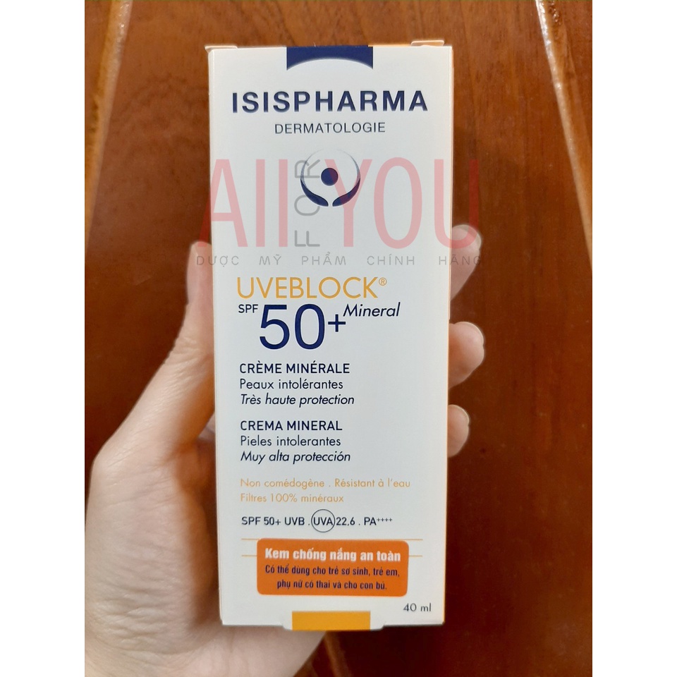 ISIS PHARMA Uveblock SPF50 Mineral Cream 40 mL - Kem Chống Nắng Dành Cho Da Thường