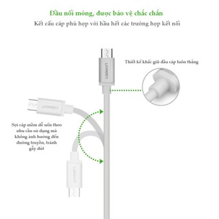 Cáp sạc MicroUSB Ugreen 0.5m US134 10828 (Trắng)