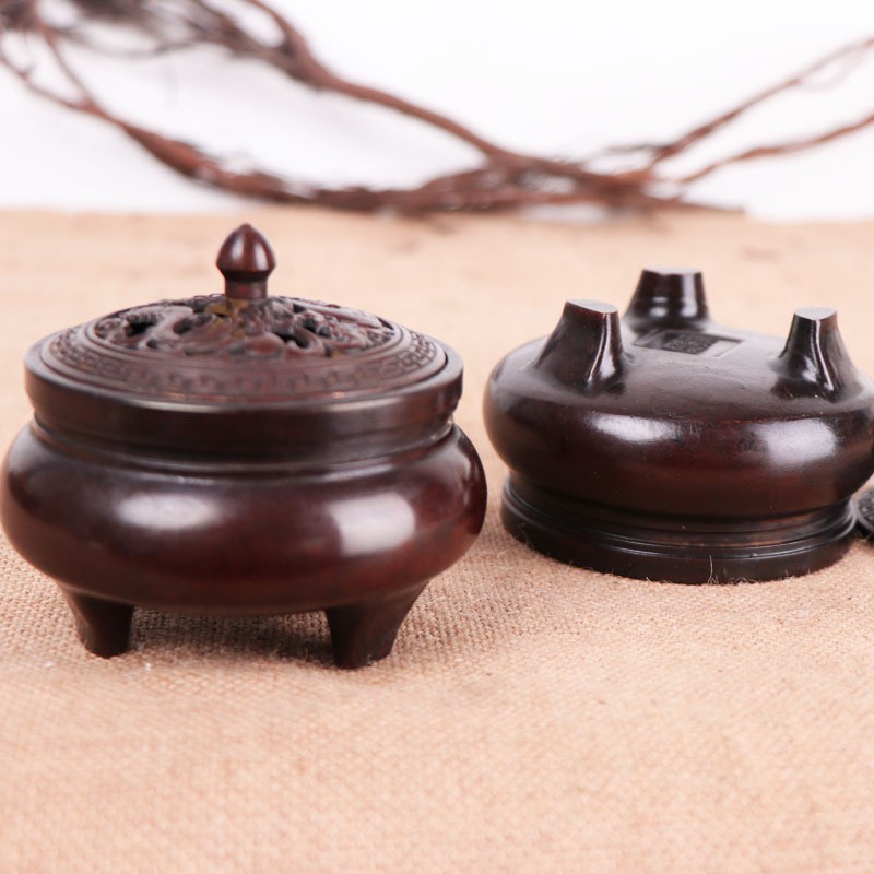 LƯ HƯƠNG ĐỐT TRẦM BẰNG ĐỒNG NGUYÊN CHẤT GIẢ CỔ