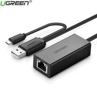 Cáp chuyển đổi usb 2.0 và micro usb sang lan 100mbps ugreen 30219