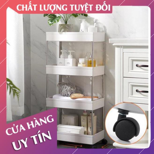 [Hàng loại 1] Kệ để đồ 4 tầng có bánh xe, giá để đồ đa năng gấp gọn thông minh  - Lan Chi Mart