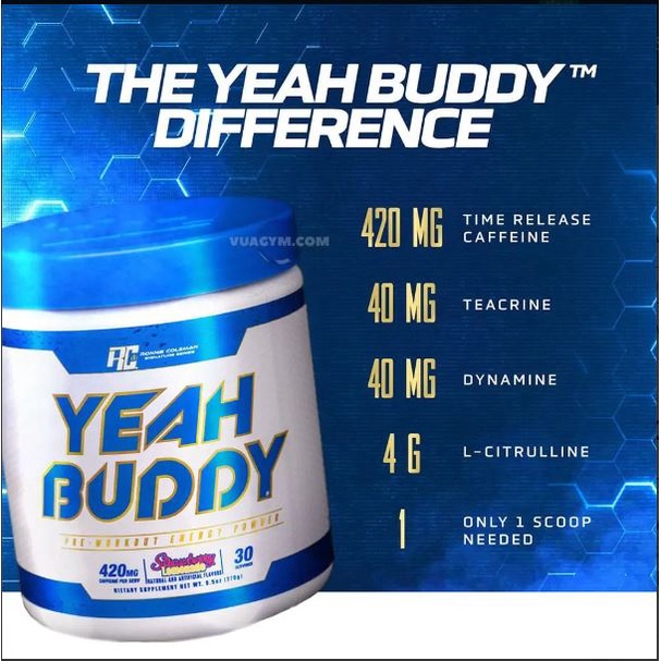 YEAH BUDDY PreWorkout Tăng Sức Mạnh Ronnie Coleman Yeah Buddy - 30 Lần Dùng