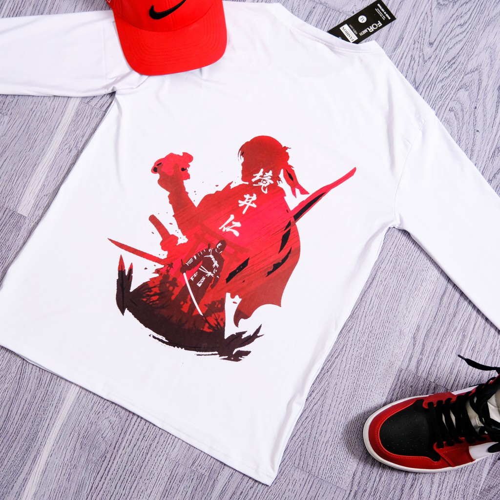 Áo thun nam dài tay in hình Samurai, áo giữ nhiệt nam co dãn 4 chiều