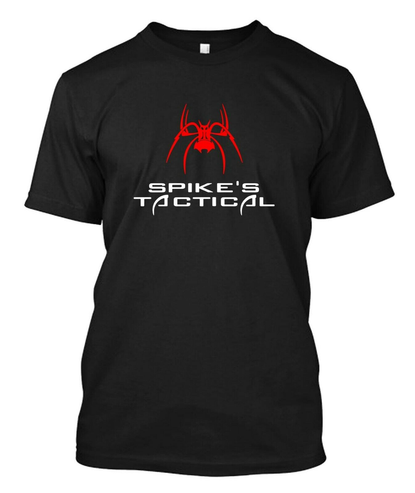 Áo Thun Nam Màu Đen In Logo Spikes Tactical Logo Ar 15 Trên Dưới