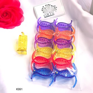 ( Sỉ) Set 12 kẹp càng cua 3 răng trong suốt nhiều màu, kẹp tóc thời trang Orin ( K991 x 12)
