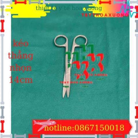 [Hàng Chính Hãng Parkistan] Kéo Y Tế Thẳng Nhọn 14cm- Kéo Cắt Chỉ