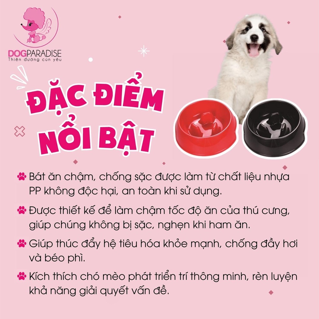 Bát ăn Chống Sặc Pian Pian cỡ lớn thiết kế gai chìm chất liệu nhựa cao cấp size XL - Dog Paradise