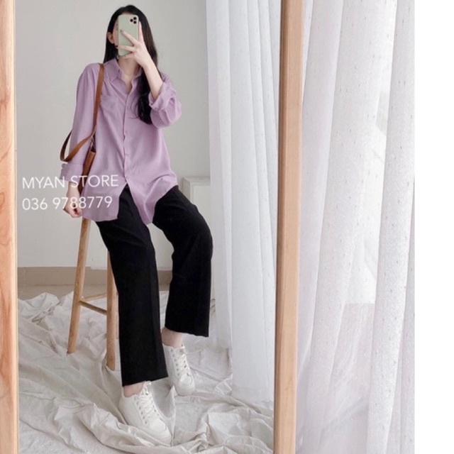 Quần ống rộng dáng dài 100cm chất tuyết mưa mặc đi học, đi làm siêu xinh