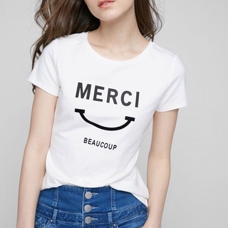 Áo Thun Nữ Tay Ngắn In Chữ MERCI XMISS