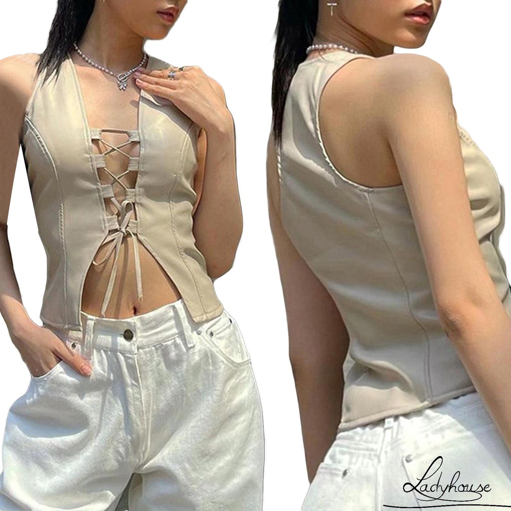 Áo Croptop Không Tay Màu Sắc Đơn Giản Thời Trang Mùa Hè Cho Nữ