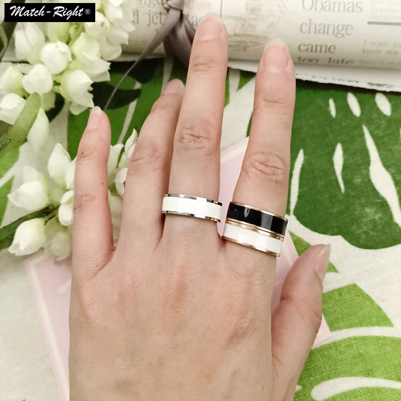 Nhẫn Thép Không Gỉ Tráng Men 6Mm Cho Nam Nữ # 5040