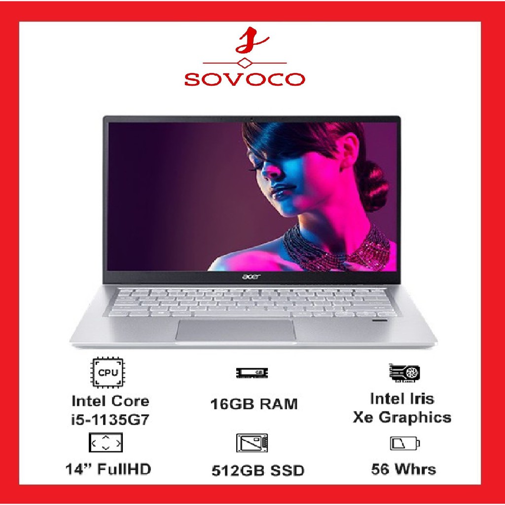 Laptop Acer Swift 3 Evo SF314-511-59LV (i5-1135G7 | 16GB | 512GB | Intel Iris Xe Graphics | 14' FHD | Win10 | BigBuy360 - bigbuy360.vn